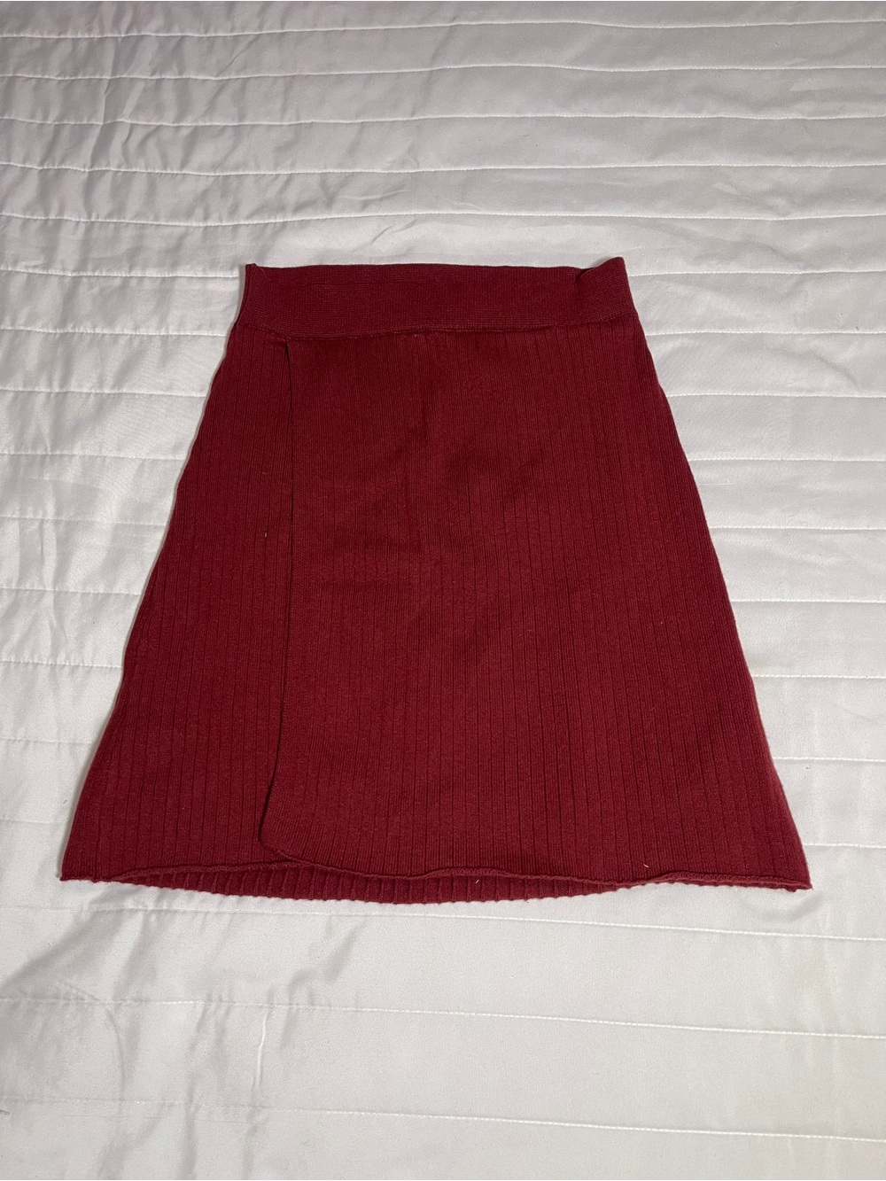 Free People Ribbed Knit Mini Skirt in Wine